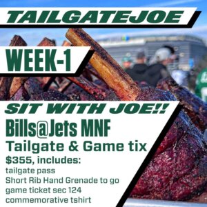 9/11/2023 Jets Tailgate Party, Tailgate and Game Ticket Package, Bills at New York Jets